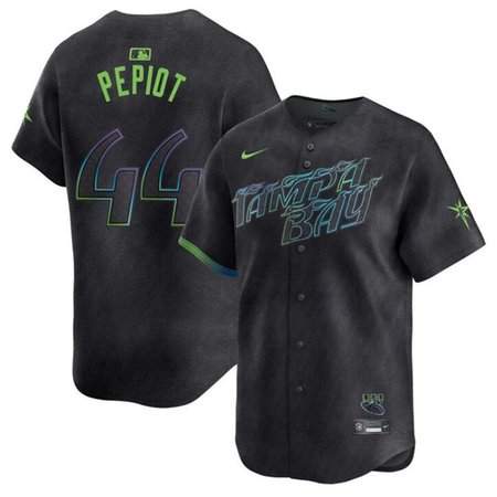 Men's Tampa Bay Rays #44 Ryan Pepiot Charcoal 2024 City Connect Limited Stitched Baseball Jersey